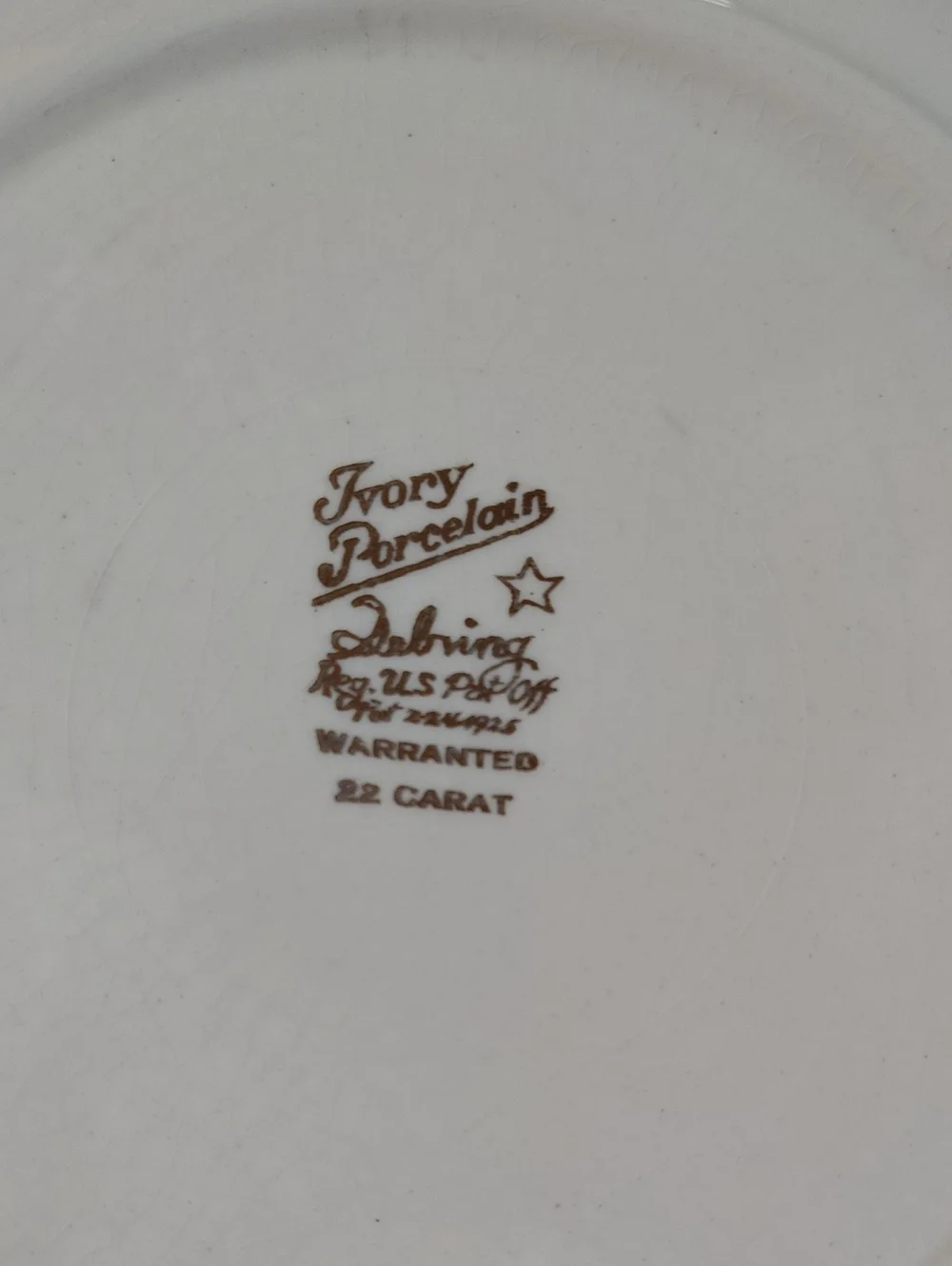 Antique 1925 Sebring Ivory Porcelain 22 Carat Gold Rimmed Dinner Plates-set Of 4
